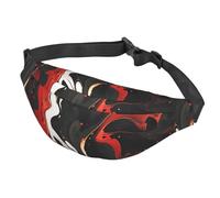 Fanny Pack Belt Bag for Women Men Adjustable Waist Pack Bag black and red marble Crossbody Bags for Travel, Black, One Size