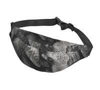 Fanny Pack Belt Bag for Women Men Adjustable Waist Pack Bag Black and white elephant image Crossbody Bags for Travel, Black, One Size