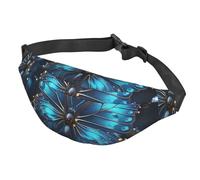 Fanny Pack Belt Bag for Women Men Adjustable Waist Pack Bag Blue Butterfly and Moon Crossbody Bags for Travel, Black, One Size