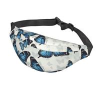 Fanny Pack Belt Bag for Women Men Adjustable Waist Pack Bag Blue Butterfly Crossbody Bags for Travel, Black, One Size