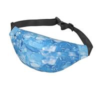 Fanny Pack Belt Bag for Women Men Adjustable Waist Pack Bag Blue ice cube background Crossbody Bags for Travel, Black, One Size