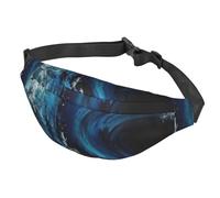 Fanny Pack Belt Bag for Women Men Adjustable Waist Pack Bag Blue Wave Painting Crossbody Bags for Travel, Black, One Size