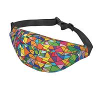 Fanny Pack Belt Bag for Women Men Adjustable Waist Pack Bag Bright Geometric Shapes Crossbody Bags for Travel, Black, One Size