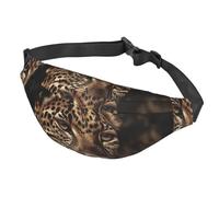 Fanny Pack Belt Bag for Women Men Adjustable Waist Pack Bag Brown Leopard Image Crossbody Bags for Travel, Black, One Size