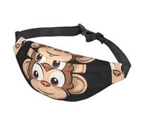 Fanny Pack Belt Bag for Women Men Adjustable Waist Pack Bag Cartoon brown monkey Crossbody Bags for Travel, Black, One Size