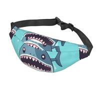 Fanny Pack Belt Bag for Women Men Adjustable Waist Pack Bag Cartoon shark floating in water Crossbody Bags for Travel, Black, One Size