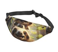 Fanny Pack Belt Bag for Women Men Adjustable Waist Pack Bag Cartoon sloth Crossbody Bags for Travel, Black, One Size