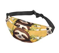 Fanny Pack Belt Bag for Women Men Adjustable Waist Pack Bag Cartoon sloth sitting on sunflower Crossbody Bags for Travel, Black, One Size, Black, One Size