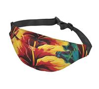 Fanny Pack Belt Bag for Women Men Adjustable Waist Pack Bag Colorful hibiscus Crossbody Bags for Travel, Black, One Size