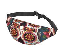 Fanny Pack Belt Bag for Women Men Adjustable Waist Pack Bag Colorful Sugar Skull Crossbody Bags for Travel, Black, One Size
