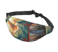 Fanny Pack Belt Bag for Women Men Adjustable Waist Pack Bag Colorful surfboard Crossbody Bags for Travel, Black, One Size