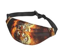 Fanny Pack Belt Bag for Women Men Adjustable Waist Pack Bag Cool Tiger in Flame Crossbody Bags for Travel, Black, One Size