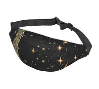 Fanny Pack Belt Bag for Women Men Adjustable Waist Pack Bag Crescent Moon Pattern Crossbody Bags for Travel, Black, One Size