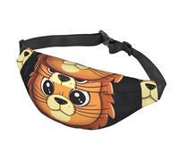 Fanny Pack Belt Bag for Women Men Adjustable Waist Pack Bag Cute cartoon lion Crossbody Bags for Travel, Black, One Size