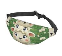 Fanny Pack Belt Bag for Women Men Adjustable Waist Pack Bag Cute Cartoon Sheep Crossbody Bags for Travel, Black, One Size