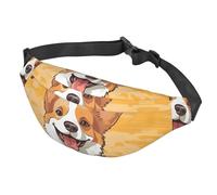 Fanny Pack Belt Bag for Women Men Adjustable Waist Pack Bag Cute corgi dog Crossbody Bags for Travel, Black, One Size