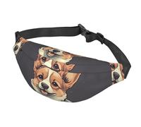 Fanny Pack Belt Bag for Women Men Adjustable Waist Pack Bag Cute corgi dog illustration Crossbody Bags for Travel, Black, One Size