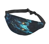 Fanny Pack Belt Bag for Women Men Adjustable Waist Pack Bag Cyan dragon Crossbody Bags for Travel, Black, One Size