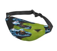 Fanny Pack Belt Bag for Women Men Adjustable Waist Pack Bag Dart Frog Blue Crossbody Bags for Travel, Black, One Size