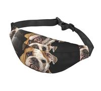 Fanny Pack Belt Bag for Women Men Adjustable Waist Pack Bag English-Bulldog Crossbody Bags for Travel, Black, One Size