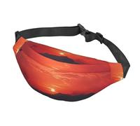 Fanny Pack Belt Bag for Women Men Adjustable Waist Pack Bag Fiery red sunset Crossbody Bags for Travel, Black, One Size
