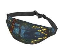 Fanny Pack Belt Bag for Women Men Adjustable Waist Pack Bag Fireflies Crossbody Bags for Travel, Black, One Size