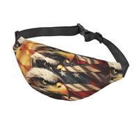 Fanny Pack Belt Bag for Women Men Adjustable Waist Pack Bag Flag and Eagle Crossbody Bags for Travel, Black, One Size