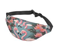 Fanny Pack Belt Bag for Women Men Adjustable Waist Pack Bag Flock of Tropical Flamingos Crossbody Bags for Travel, Black, One Size