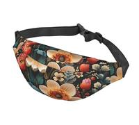 Fanny Pack Belt Bag for Women Men Adjustable Waist Pack Bag Floral Pattern Crossbody Bags for Travel, Black, One Size