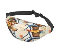 Fanny Pack Belt Bag for Women Men Adjustable Waist Pack Bag Flower bicycle Crossbody Bags for Travel, Black, One Size, Black, One Size