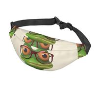 Fanny Pack Belt Bag for Women Men Adjustable Waist Pack Bag Frog wearing glasses Crossbody Bags for Travel, Black, One Size