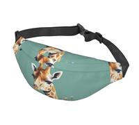 Fanny Pack Belt Bag for Women Men Adjustable Waist Pack Bag Giraffe with flowers Crossbody Bags for Travel, Black, One Size