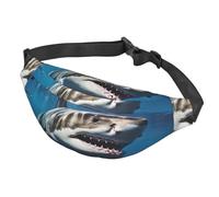 Fanny Pack Belt Bag for Women Men Adjustable Waist Pack Bag Great white shark Crossbody Bags for Travel, Black, One Size