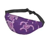 Fanny Pack Belt Bag for Women Men Adjustable Waist Pack Bag Hawaii with purple sea turtle Crossbody Bags for Travel, Black, One Size