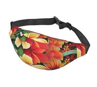 Fanny Pack Belt Bag for Women Men Adjustable Waist Pack Bag Hawaiian Style Print Pattern Crossbody Bags for Travel, Black, One Size