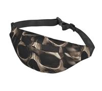 Fanny Pack Belt Bag for Women Men Adjustable Waist Pack Bag Leather Rose Skull Crossbody Bags for Travel, Black, One Size