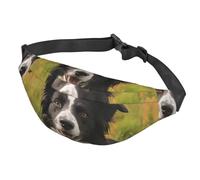 Fanny Pack Belt Bag for Women Men Adjustable Waist Pack Bag Mohado Border Collie Dog Crossbody Bags for Travel, Black, One Size