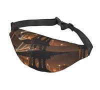 Fanny Pack Belt Bag for Women Men Adjustable Waist Pack Bag New York Manhattan Bridge Night Crossbody Bags for Travel, Black, One Size
