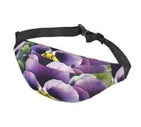 Fanny Pack Belt Bag for Women Men Adjustable Waist Pack Bag Pansy Perfection Crossbody Bags for Travel, Black, One Size
