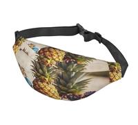 Fanny Pack Belt Bag for Women Men Adjustable Waist Pack Bag Pineapple Fruit Sunglasses Sand Beach Crossbody Bags for Travel, Black, One Size