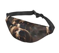 Fanny Pack Belt Bag for Women Men Adjustable Waist Pack Bag Roaring Bear Crossbody Bags for Travel, Black, One Size