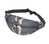 Fanny Pack Belt Bag for Women Men Adjustable Waist Pack Bag Romantic White Swan Crossbody Bags for Travel, Black, One Size