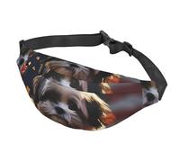 Fanny Pack Belt Bag for Women Men Adjustable Waist Pack Bag Shih Tzu dog and flowers Crossbody Bags for Travel, Black, One Size