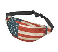 Fanny Pack Belt Bag for Women Men Adjustable Waist Pack Bag Vintage American USA Flag Crossbody Bags for Travel, Black, One Size