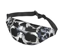 Fanny Pack Belt Bag for Women Men Adjustable Waist Pack Bag White and gray skull graphics Crossbody Bags for Travel, Black, One Size