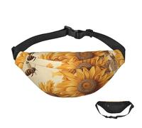 Fanny Pack Belt Bag for Women Men Waterproof Waist Pack Bees Sunflowers Waist Bag with Adjustable Strap