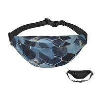 Fanny Pack Belt Bag for Women Men Waterproof Waist Pack Blue Peacock Waist Bag with Adjustable Strap, Blue Hexagons and Diamonds, One Size