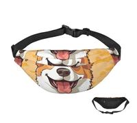 Fanny Pack Belt Bag for Women Men Waterproof Waist Pack Cute Corgi Dog Waist Bag with Adjustable Strap