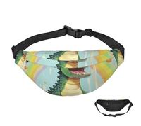 Fanny Pack Belt Bag for Women Men Waterproof Waist Pack Cute Crocodile Rainbow Waist Bag with Adjustable Strap