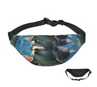 Fanny Pack Belt Bag for Women Men Waterproof Waist Pack Dolphin in The Coral Reef Waist Bag with Adjustable Strap